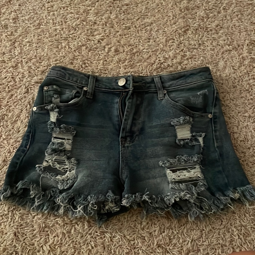 tattered high waisted jean shorts